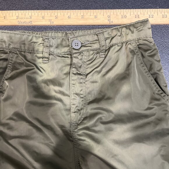 H&M Cargo Pants Girls 10-12 Green Khaki Satin Wide Leg High Waist Utility Grunge - Picture 4 of 8